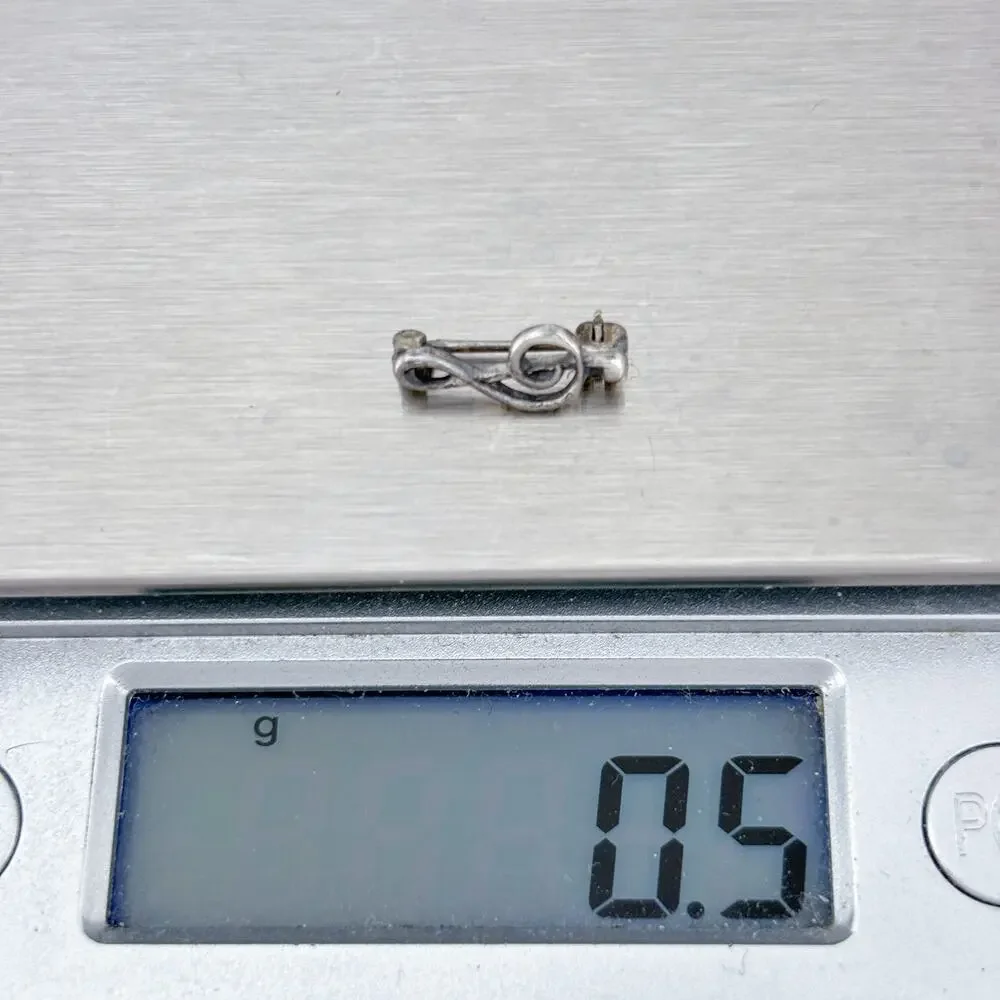 Vintage Sterling Silver 925 Dainty Treble Clef Lapel Pin